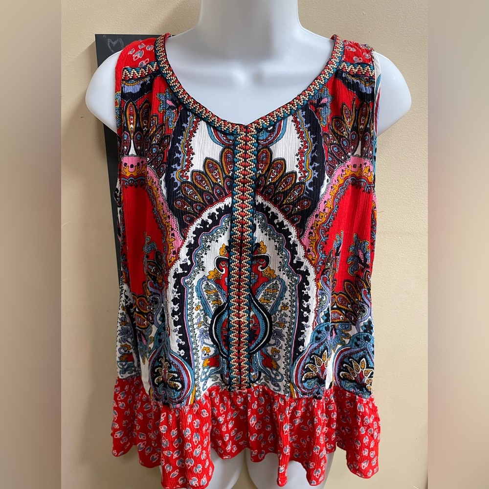 Bila Multicolor Paisley Sleeveless Blouse Women’s Boho Tank Top Size Small